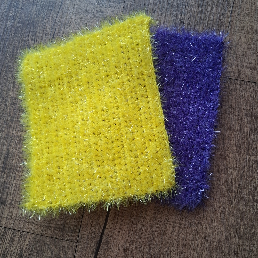 Yellow and Purple Scrubbing Pads